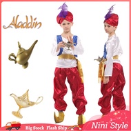 Disney Movie Aladdin Prince Cosplay Costume for Kids Boy Arabian Clothes Top Pants Hat For Boys Kid With Lamp Accessories Clothing Children Gift