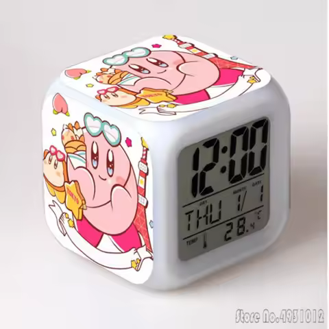 Anime New Cartoon Star K-Kirby Alarm Clock Creative Student 8x8x8cm LED Cube with Colorful Light Dis
