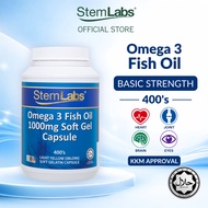StemLabs Omega 3 Fish Oil 1000mg 400 Capsules | EPA DHA | Heart Brain Eye Joint Health [JAKIM Halal 
