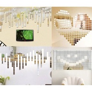 HOT!! 100 Piece Mirror Tile Wall Sticker 3D Decor Stick