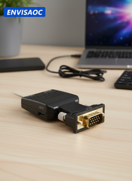 Adapter for converting VGA to HDMI with audio from PC to TV/Monitor and HDMI connector.  Penyesuai u