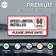 Speed Limiter Installed Sticker 60km/h | Vehicle Safety Signage | Truck Van Lorry Decal Waterproof S