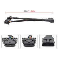 Pz: 2 in 1 30CM OBD 2 Extension Cable OBD2 16Pin Male to 2 Female Splitter Car Connection Co