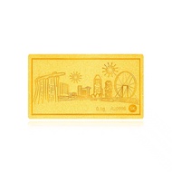 SK Jewellery National Day 999 Gold Singapore Skyline Gold Bar (0.1G)