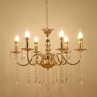 Lampu Gantung Kristal 6/8 Lampu Chandelier 50-70cm Gaya retro Amerika Bahan Besi Warna Emas Ruang Ta
