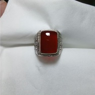 Red baron square agate ring natural