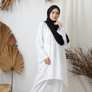 SET UMRAH HANAN  PUTIH🔥KOCEK 🔥JUBAH PLAIN UMRAH &amp; HAJI , Muslimah Plus Size