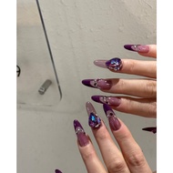 Cute 3D dolphin Japanese y2k vintage short nails handmade press-on nails