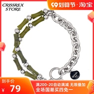 Bracelets &amp; Bangles☁۩Crissrex Store lifeholic Guochao authentic olive jade bamboo joint titanium ste