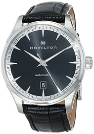 Hamilton Watch Jazzmaster Swiss Automatic Watch 40mm Case, Black Dial, Black Leather Strap (Model: H