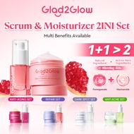 Glad2Glow Serum+Moisturizer  2IN1 Basic Skincare Set Brightening Glowing/Repair/Acne/Retinol/377 Moi