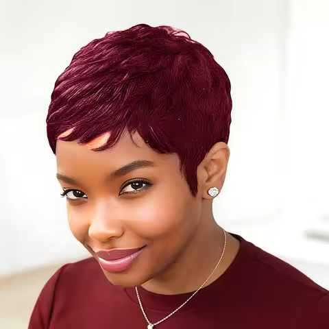 Curly 99J Natural Color Wig Human Hair Full Machine Made Wigs Short Human Hair Wigs for Women