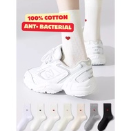 6 Pairs Women Crew-length/Mid-calf Socks Stocking 100% Cotton Anti-Bacterial (Thickness: Regular)