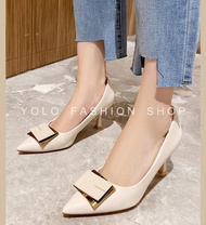 GIÀY CAO GÓT NỮ BÍT MŨI KHÓA VUÔNG ĐÍNH ĐÁ CAO 5P 7P XINH XẮN GÓT NHỌN - KN3