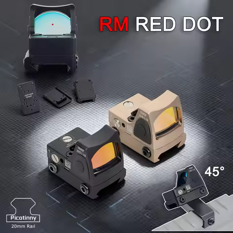 Tactical RM Red Dot Sight Reflex Scope Adjustable Aiming Optical Riflescope with 45° Side Mount for 