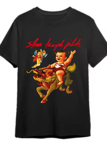 Retro Fuwa Kirin Graphic Print Summer Autumn Winter Men's and Women's Short Sleeved T-shirt Casual L