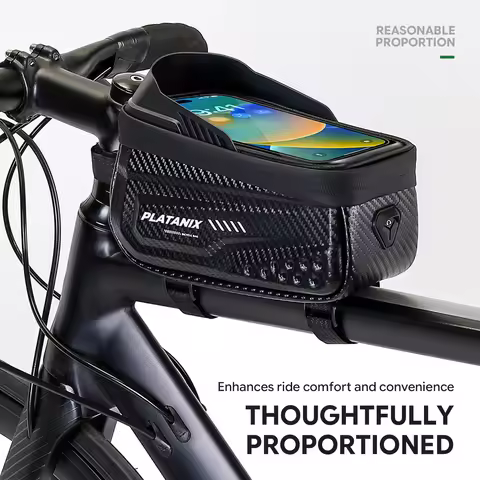 PLATANIX EVA Hard Shell Bike Top Tube Bag Waterproof Touch Screen Phone Holder Frame Bag Cycling Sto