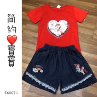 [Simple Love Kids] Girls' Cotton Top with Denim Short 560074