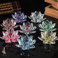 YGBG Lotus Flower Ornament, Lotus Flower Decor Multi-Color Crystal Lotus Flower Figurine,  120mm Pap