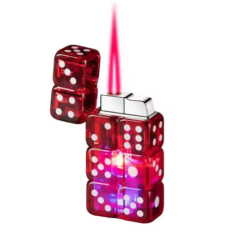 Creative Dice Torch Lighter Pink Flame Electronic Igniter Butane Lighter Windproof Ignition Smoking 
