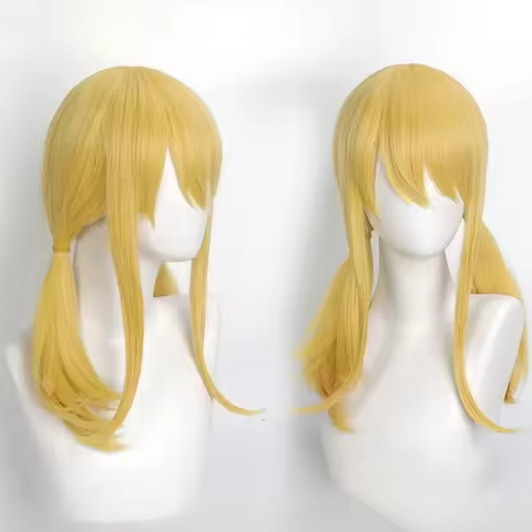 Lucy Cosplay Wig Integrated Double Braided Hair Style Gold Yellow Fairy Tail Wig for Halloween Carni