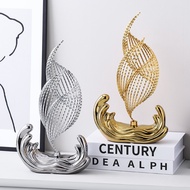 Feng Shui Decor Stylized Art Sailboat Ceramic Material Real Interior Decoration I19