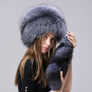 หมวก Ushanka ขนสุนัขจิ้งจอกธรรมชาติของผู้หญิงหมวกแฟชั่นขนสัตว์จริงสไตล์ยอดนิยมให้ความอบอุ่นในฤดูหนาว