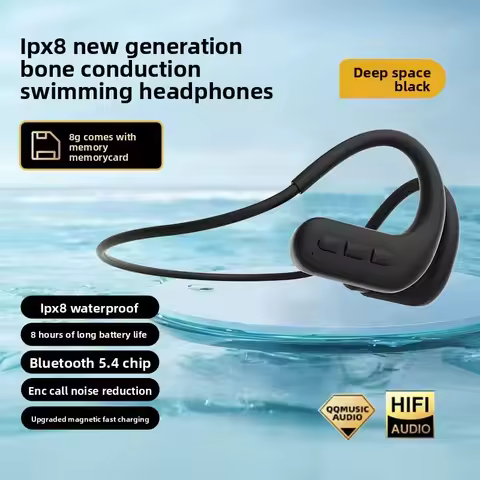 2026 2026 New IPX8 Waterproof Bone Conduction Headphones, Open Ear Bluetooth Sport Headphones with 8
