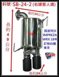 因波列沙 IMPREZA WRX 18年 白鐵 後全 左+右邊 速霸陸 料號SB-24-2 SB-24-3有現場代客施工