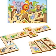 Wood domino games - wild animals Puzzle, Wooden Montessori homeschool blocks