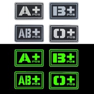3D PVC A+ B+ AB+ O+ Positive Type Group Patch Tactical  Patches Military Rubber Badges