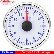 52mm Clock Gauges Blue Backlight Instrument Hour Meters 0~12 Hours