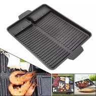Portable BBQ Grill Pan Plate Thicken Handle Barbecue Tray BBQ Accs Black