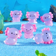 1/6pcs Pink Luminous Axolotl Miniatures Glow At Night Cute Animals Fish Tank Moss