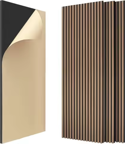 Self-Adhesive Acoustic Wood Panels, 3D Peel & Stick Soundproofing, 47.24"x23.62"x0.83", 4-Pack 2.88m