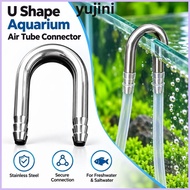 YUJINI Air Tube Connector, 4-5mm Tube U Shape Aquarium Airline Connector,  Stainless Steel Diffuser 