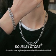 [DOUBLE4] Korea Double D Cuban Necklace Korean Non-Fading Disco Steel Bracelet Men Short Chain Women