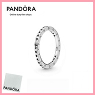 [Duty Free] Pandora 100% Latest S925 Pure Silver Jewelry Hearts & Pandora Logo Ring 197133