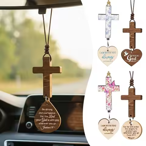 With Pendant Car Rearview Mirror Hanging Lightweight Keychain Ornament Bible Verse Charm Car Hanging