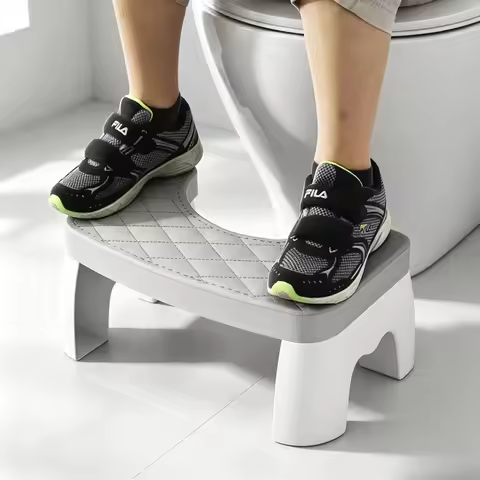 Anti-Slip Toilet Step Stool, Comfort Squat Posture Footrest, Sturdy Portable Bathroom Stool for Adul