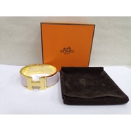Milan Classic Authentic_HERMES Clic Clac H Light Pink Enameled Gold Plated Bracelet | www.milanclass