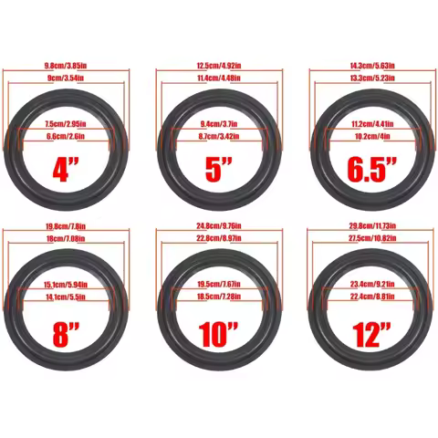 2Pcs 4/5/6.5/8/10/12 inches Speaker Foam Repair Suspension Surround Folding Ring Full Woofer Speaker
