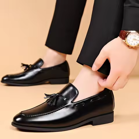 Mens Dress Shoe Fashion Male Loafers Business Wedding Shoe Men Black Elegant Classic Man Formal Leat