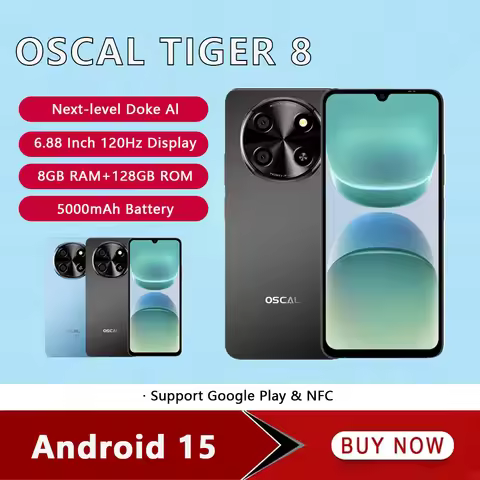 Blackview OSCAL TIGER 8 5G AI Ultra-thin Phones 6.88 Inch 120Hz 8GB+128GB Mobile Phone 5000mAh 16MP 