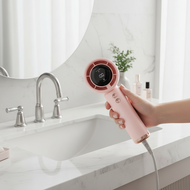 Simmo 5000mAh Handheld Fan LED Digital Display 100-Speed Ultra Wind Mini Portable Fan Pink  simmo ki