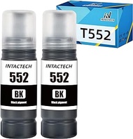 Intactech T552 Refill Ink Replacement for Epson 552 T552 Work for EcoTank Photo ET-8550 ET-8500 Supertank Printer (2-Pack BK 70ML *2)