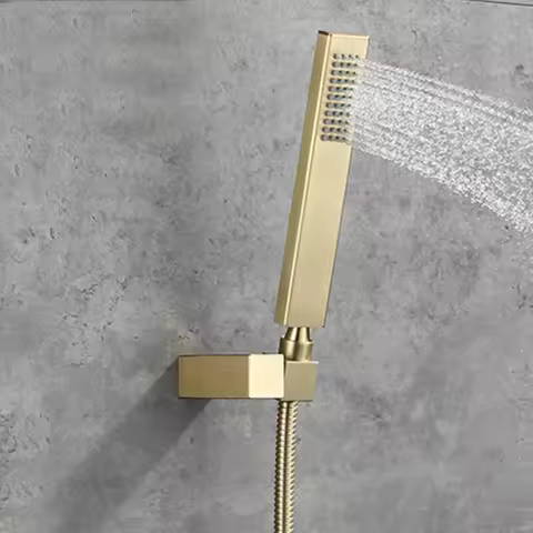 Handheld Shower Head Brushed Gold Shower Set Wall Mounted Embedded Bathroom Shower Mixer Matte Black