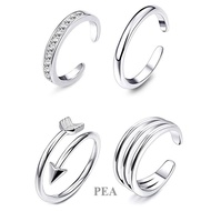 PEA 4Pcs Beach Vacation Knuckle Foot Ring Open Toe Rings Set For Women Girls Finger Heart Ring Adjus