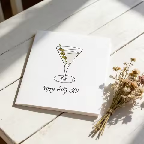 Happy Dirty 30 Martini Birthday Card with Envelope Birthday Gift for Friends Family Cute 30th Birthd