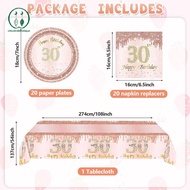 [Chicnest] 41 Pcs 13th/16th/18th/21st/30th/40th Birthday Decorations Rose Gold Theme Party Table Set